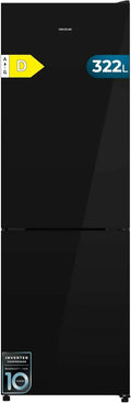 Cecotec Bolero CoolMarket Combi 322i Frigorifero combinato, 322 L, frigo con congelatore, nero, Frigorifero nato 322L Black Glass D, LED Interno