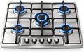 Piano cottura a gas, 75 cm, ghisa, acciaio inox, fornello a gas, Fornelli Lavabili per Cucina, Facile da Pulire, Manopole di Controllo a Ponticello
