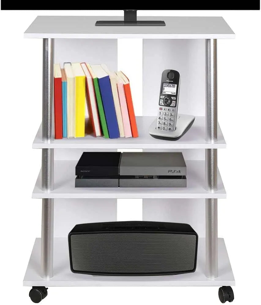 Mobile TV, 60 x 45 x 80, 5 cm, ruote di trasporto, bianco, 5 cm braccio supporto braccetto