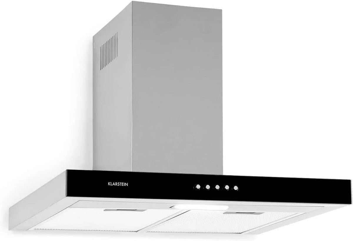 Klarstein Cappa aspirante, 60 cm, 310 m3/h, 67 dB, classe energetica E, cappa da cucina, montaggio a parete, acciaio inox, nero, 2 filtri antigrasso