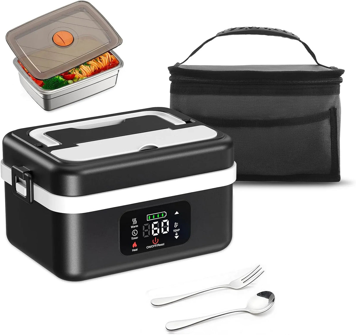 Prodotto 1L Scalda Vivande a Batteria Ricaricabile, Scaldavivande a Batteria Ricaricabile, 16000 mAh, Scaldavivande Portatile con Stoviglie e