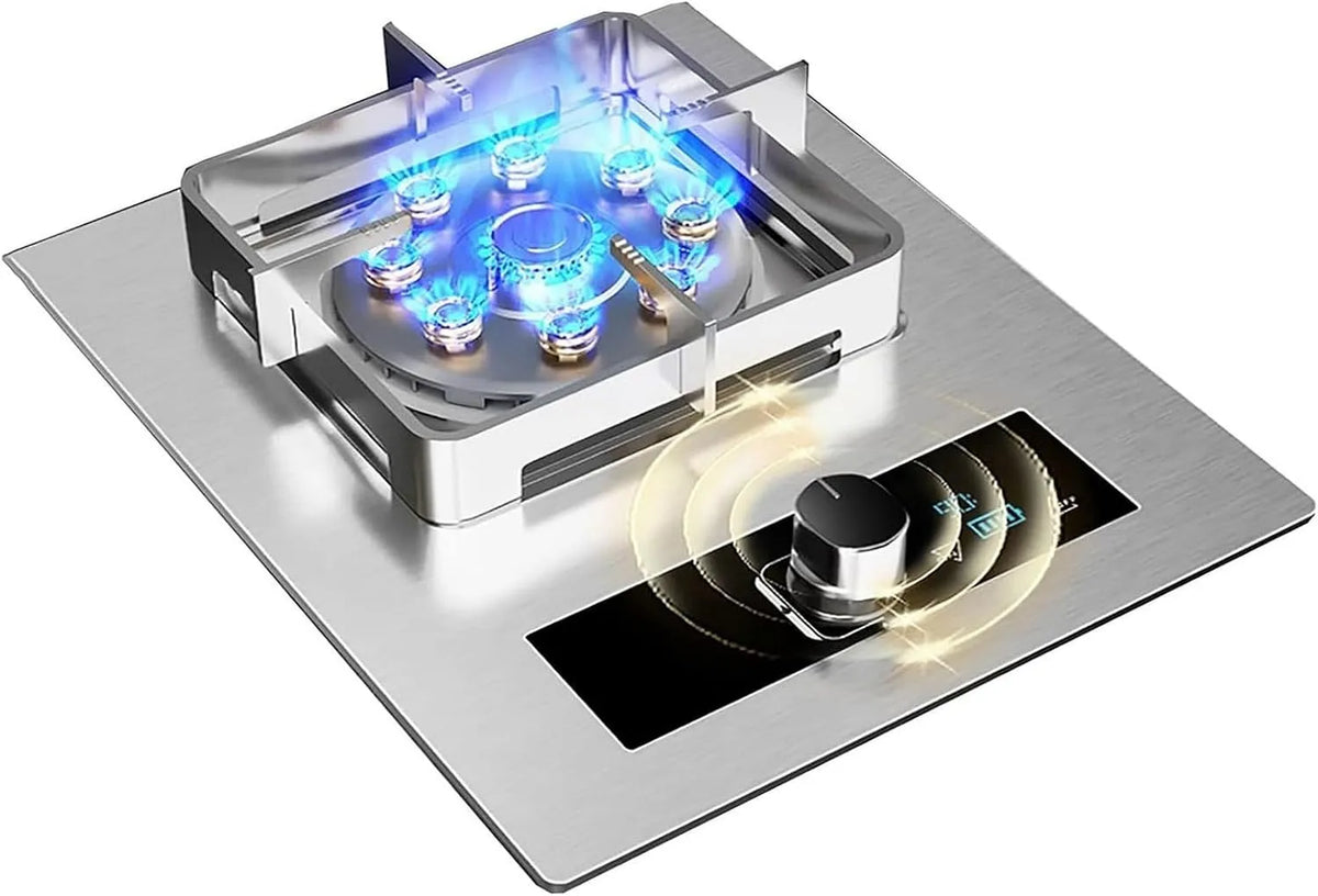 Piano cottura a gas, da incasso, timer, acciaio inox, fornello a gas, 2 KW, Timer Ad Alta Potenza A Nove cavità