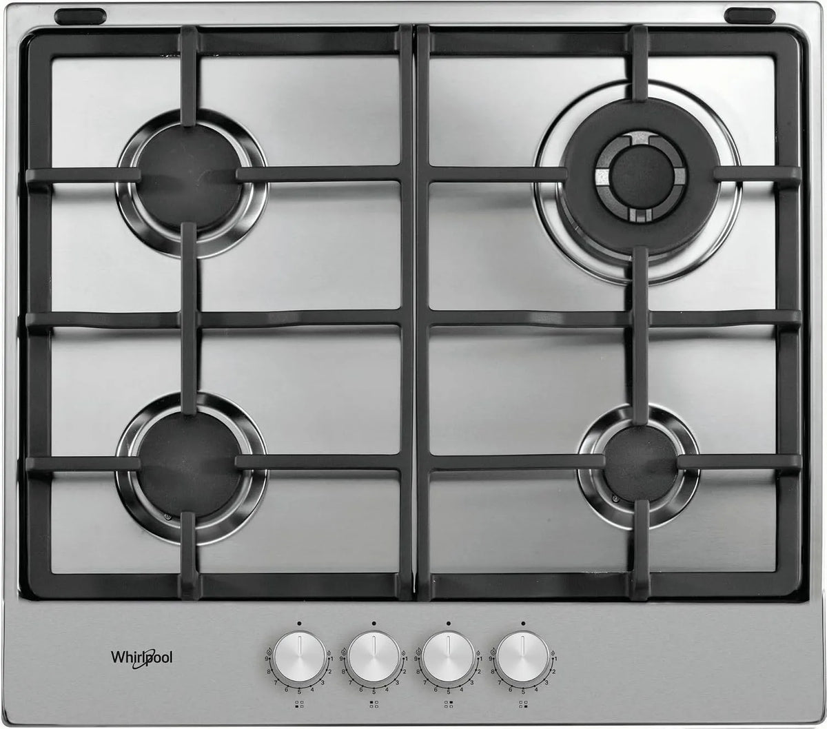 Piano cottura a gas, 58 Cm, 4 fuochi, acciaio inox, fornello a gas