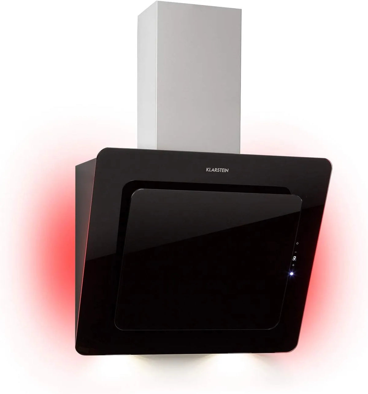 Klarstein Cappa aspirante, 60 cm, 553 m3/h, cappa da cucina, inclinata, illuminazione LED, montaggio a parete, touch, nero, Luce d'ambiente RGB