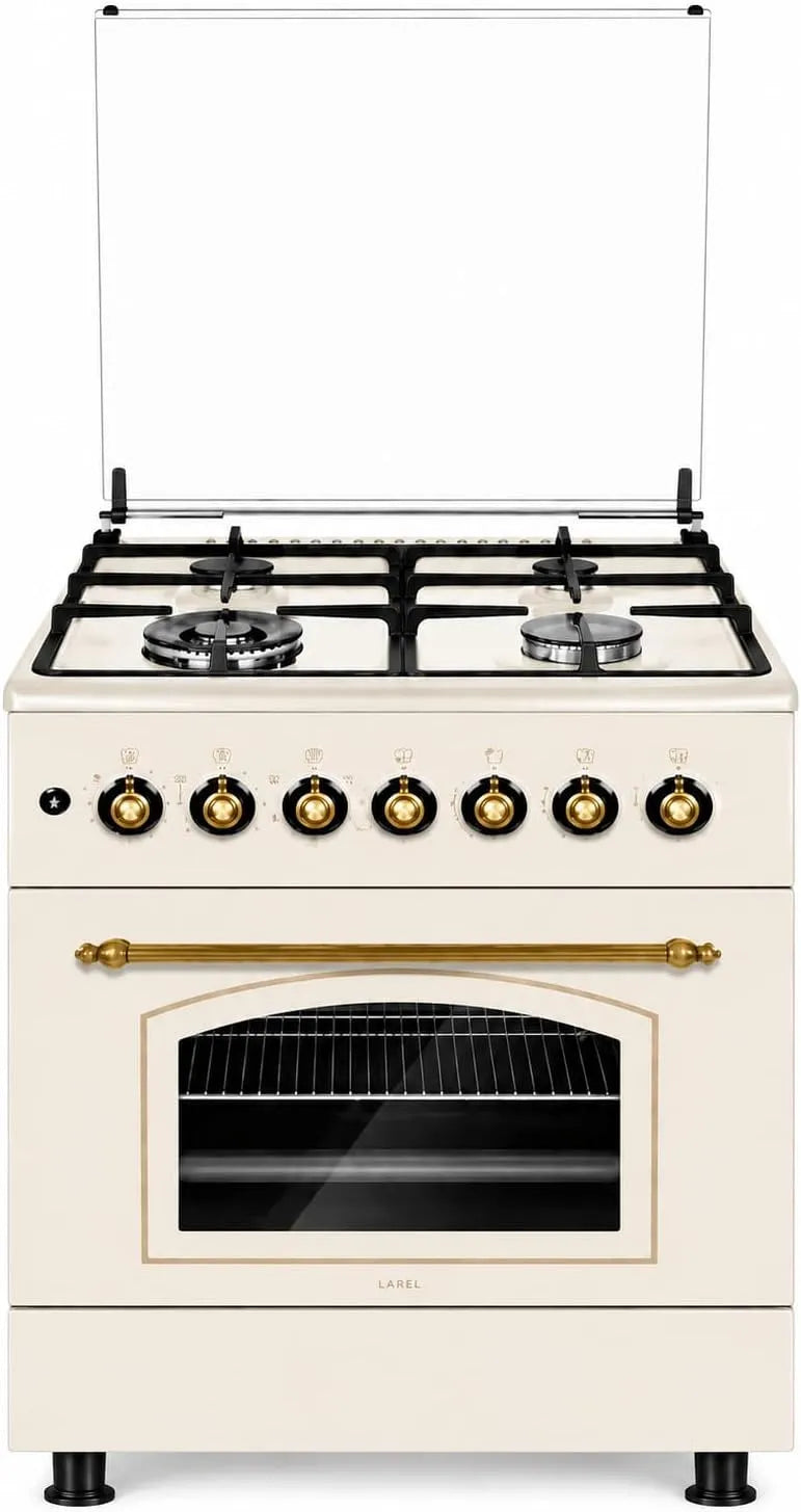 Forno elettrico, 4 fuochi, CUCINA, ghisa, CUCINA LAREL 60X60 4 FUOCHI ACC ELET FORNO ELETTRICO VENTILATO RUSTICA GRIGLIE GHISA