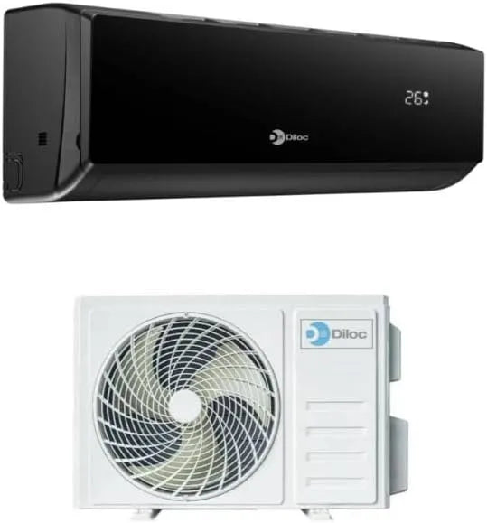 Condizionatore R32 D.OVER12WB, Wi-Fi, Inverter, nero, Wifi integrato in Pompa di Calore, Climatizzatore Condizionatore Diloc Over Black 12000 BTU