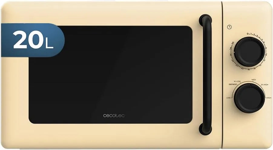 Cecotec Forno a microonde, 20 L, 700 W, timer, 6 Livelli Di Potenza, Modalità Sbrinamento, Segnale Di Fine Cottura, Lampada Interna, Design Giallo