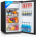 Frigorifero, 91 L, vano congelatore, nero, 7 Termostato Regolabile, Silenzioso, Scomparto per Verdure, Mini Frigo da Ufficio, Camera