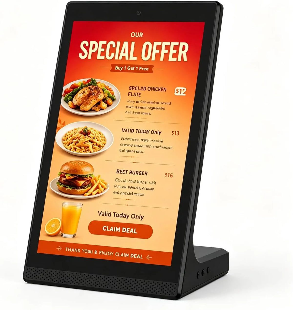 Display digital signage, 15, 6 pollici, display pubblicitario, touch, Wi-Fi, USB, visualizzazione pubblicitaria digitale, Bar e Ristoranti, Pannello