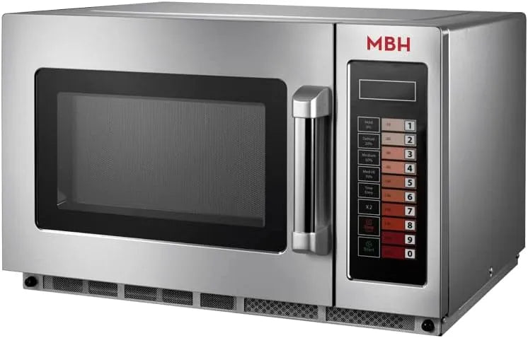 Forno a microonde, 34 L, 1800 W, professionale, acciaio inox, MBH, MBH - Forno a microonde professionale 34 litri 1800 W INOX programmabile e comandi