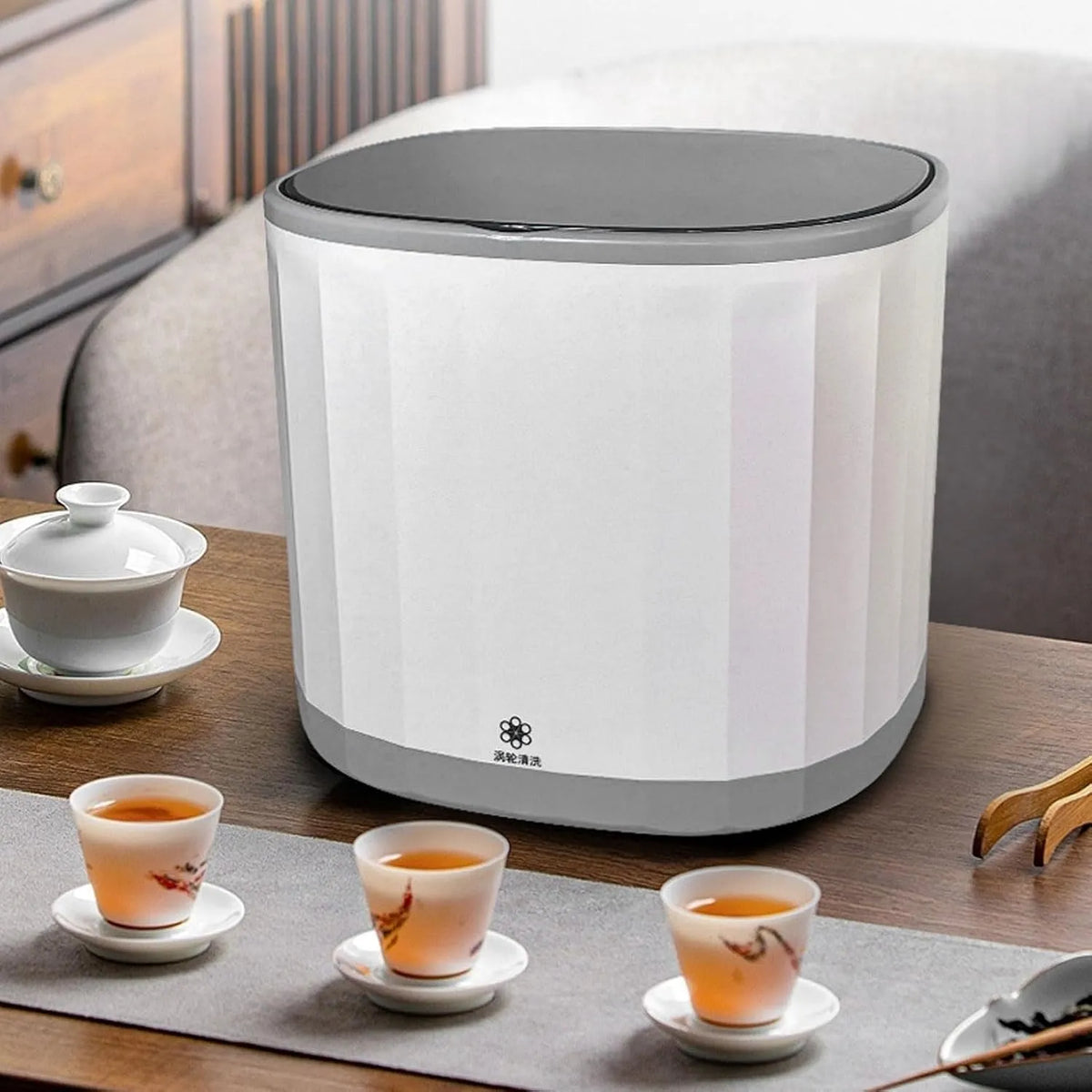 Lavastoviglie, 4 L, portatile, ampio serbatoio, Scarico a 360°, Pulizia Positiva e Negativa, Portabicchieri con Design a Scatto, per la