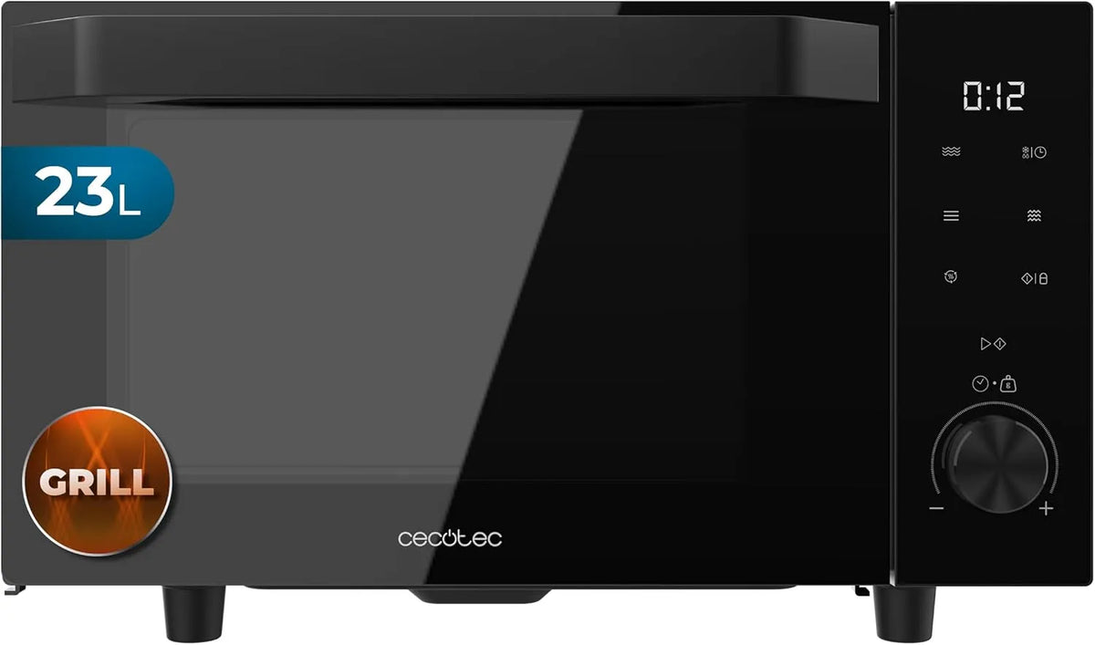 Cecotec 800W+1000W 60Min Forno a microonde, 23 L, 800/1000 W, 8 programmi, grill, timer, 3 livelli, 13 Livelli, Cecotec Microonde Senza Piatto con
