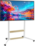 Smart TV, 100 pollici, 800x600mm, televisore, ruote di trasporto, bianco, UNHO Supporto TV da Pavimento con Ruote per 40-100 Pollici Fino a 100 kg