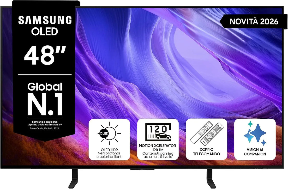 Samsung QE48S83HAEXZT NQ4 Smart TV, 48 pollici, 120 Hz, televisore, 4K UHD, OLED, HDR, audio Dolby, AI Gen2 Processor, Motion Xcelerator 120Hz, 2026