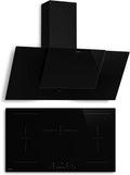 Klarstein Piano cottura a induzione, 90cm, 5 fuochi, 11400 W, 631, 6 m3/h, piastra a induzione, Boost, touch, timer, blocco bambini, Cappa Aspirante