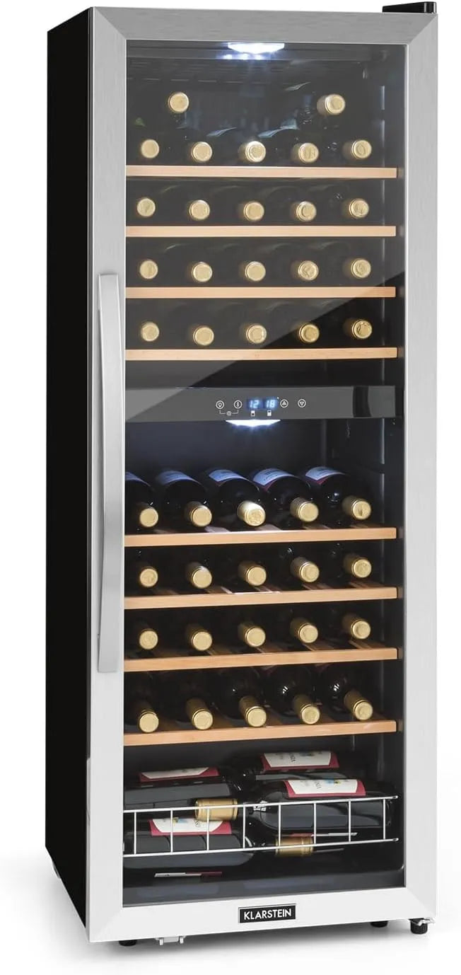 Klarstein Cantinetta vino, 54 bottiglie, 5 a 18 °C, touch, Mini Bar con Protezione UV, Frigo Bar Cantina con Vetrina, Frigo Touch, Esterni