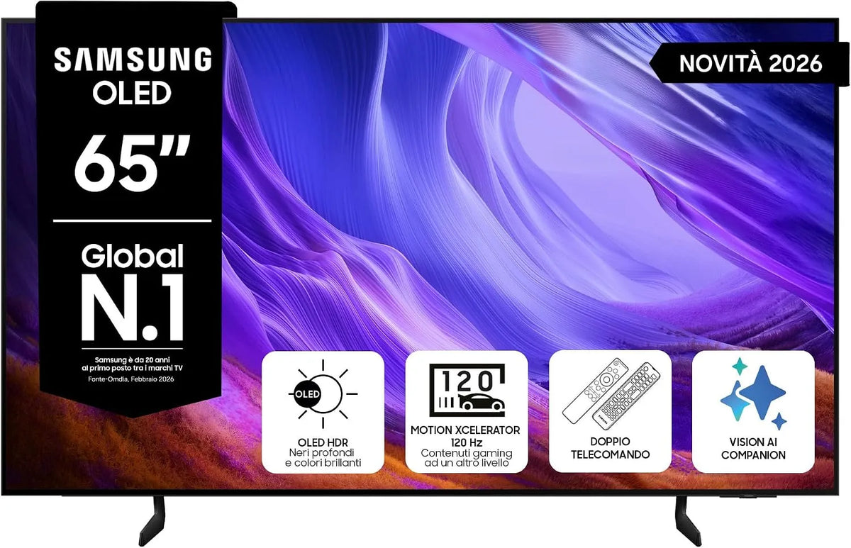 Samsung QE65S83HAEXZT NQ4 Smart TV, 65 pollici, 120 Hz, televisore, 4K UHD, OLED, HDR, audio Dolby, AI Gen2 Processor, Motion Xcelerator 120Hz, 2026
