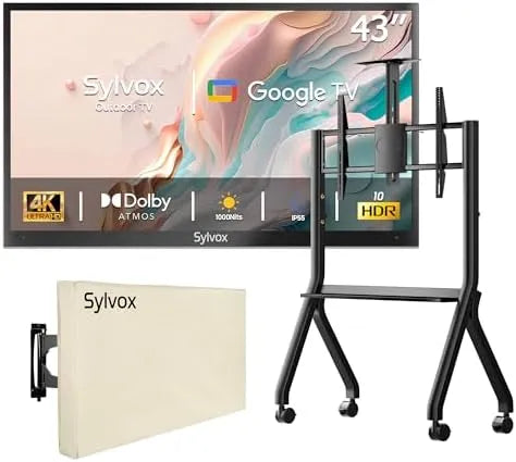 Smart TV, 43 pollici, televisore, esterno, ruote di trasporto, Deck Pro 2, Deck Pro 2.0, + Copertura + Supporto TV con Ruote