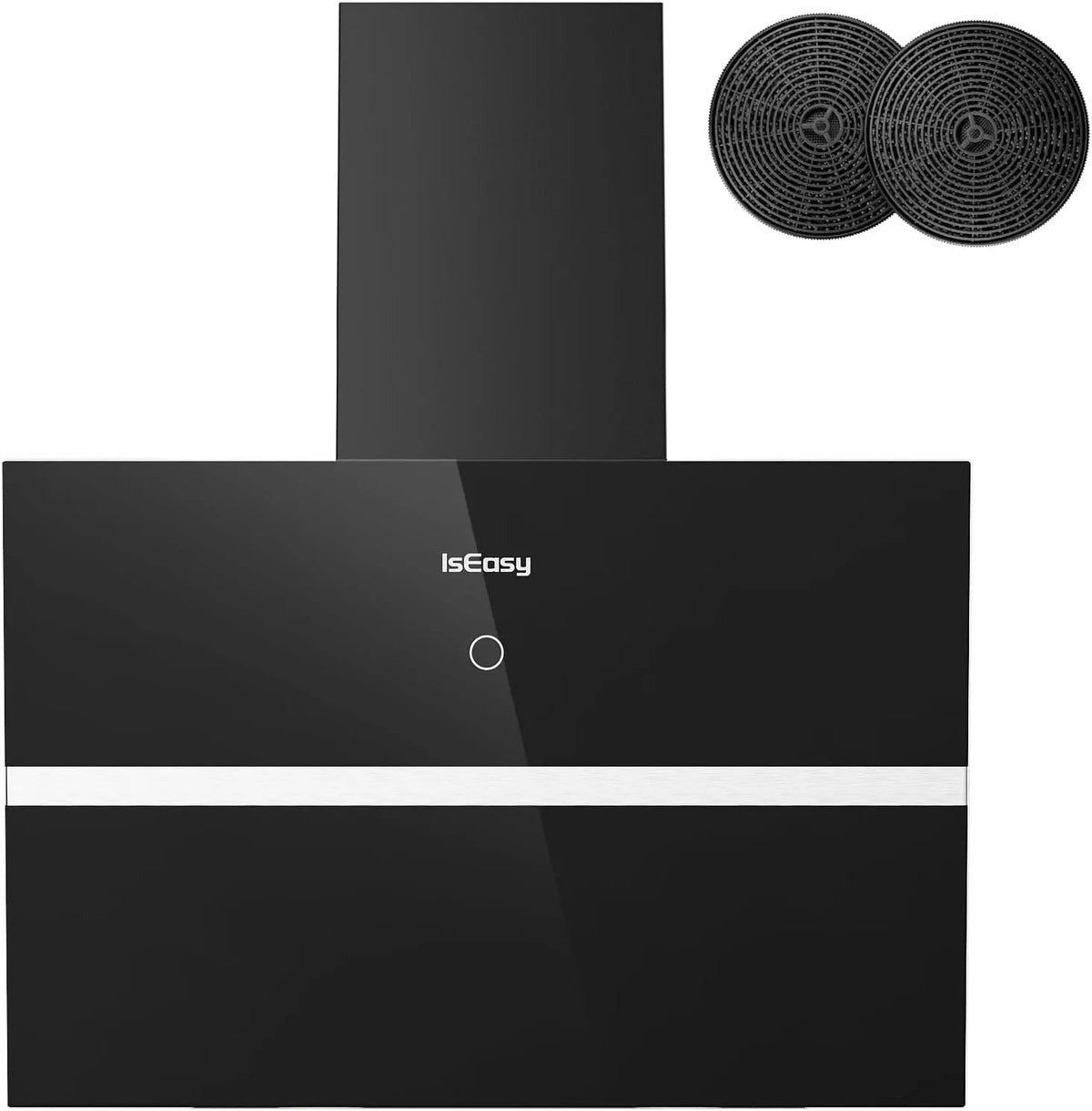Cappa aspirante, 60 cm, 578 m3/h, 58 dB, cappa da cucina, nero, 1-9 min Ritardo Funzione di Spegnimento, 4 Livelli di Regolazione, 58dB, Modalità di