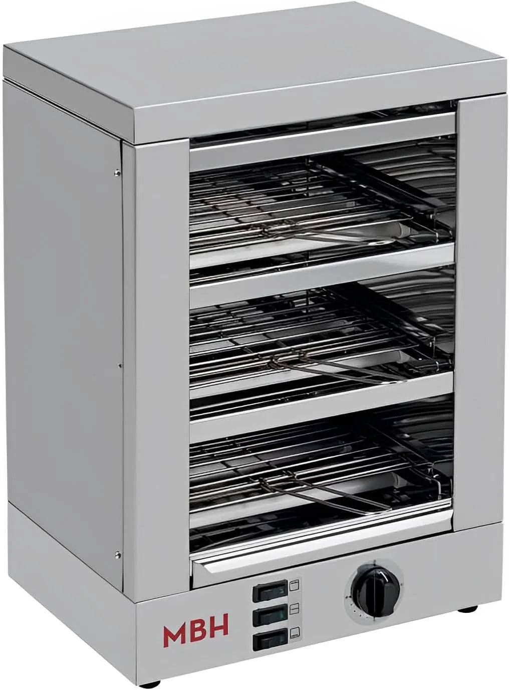 Forno elettrico, timer, professionale, acciaio inox, MBH, MBH - Tostapane Professionale 3 Piani INOX Elettrico con Timer Ristorazione. Forno tostapane