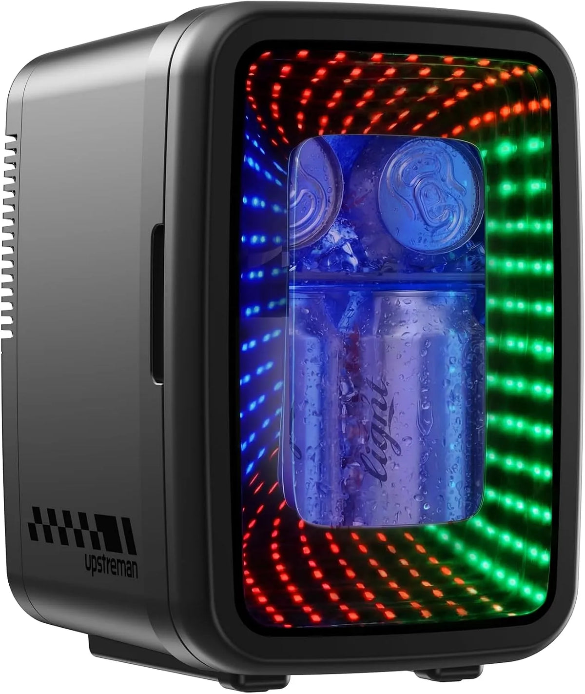 Frigorifero portatile Litri, 6 12V/220V, 4 L, 12 V, auto, mini frigo portatile, nero, LED Infinite, TR4-S, 4 Lattine, Upstreman Mini Frigo da Camera
