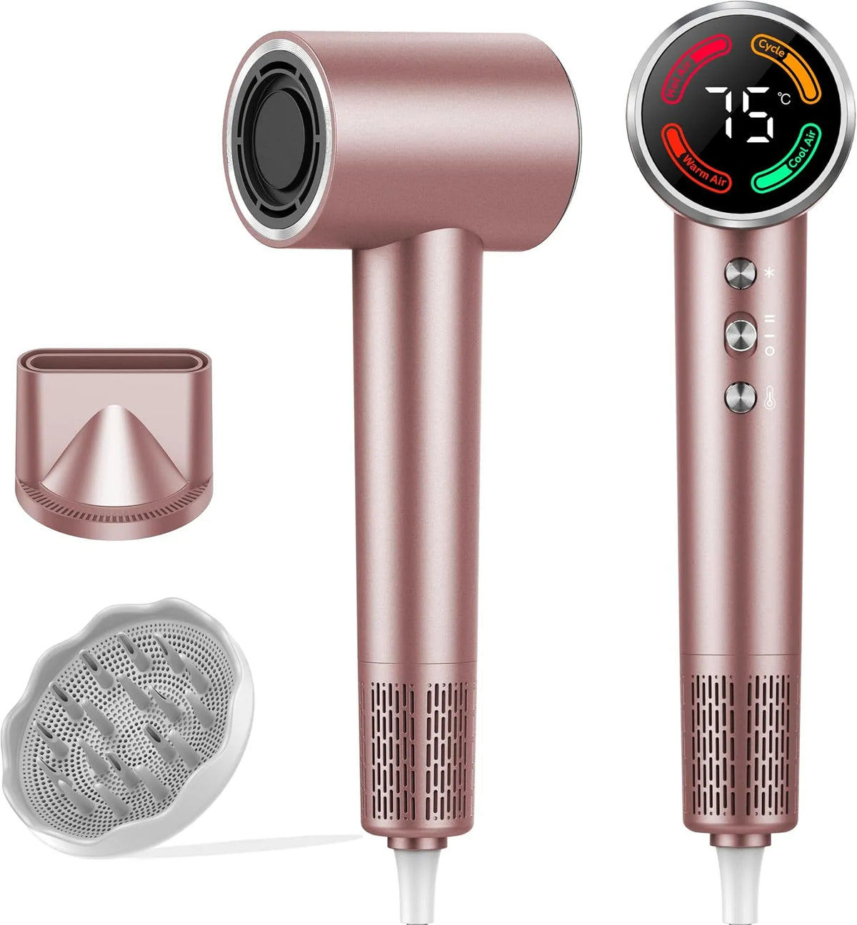 Prodotto Asciugacapelli Ionico 160.000 RPM, Phon Capelli Alta Velocità Professionale, Basso Rumore, Asciugatura Rapida Anticrespo, Display LED